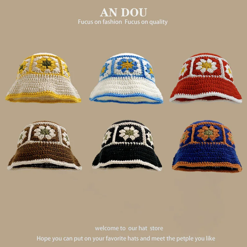 Summer Women Handmade Crochet Bucket Hat Bohemian Beach Knit Fashion  Sun Hat Bob Femme Gorras