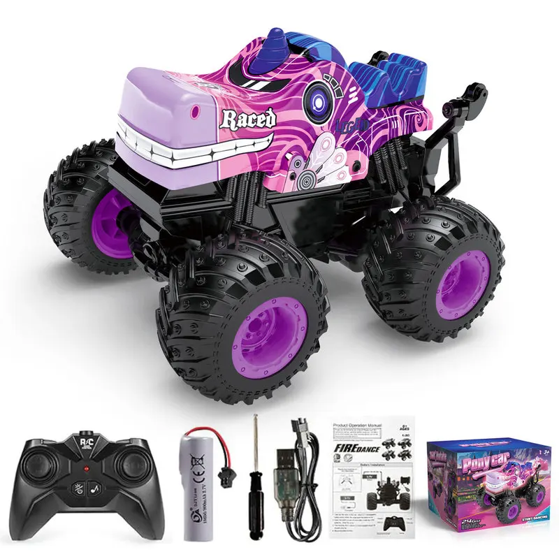 2wd Rc Car With Led Lights 2.4g Wielofunkcyjne radio zdalnie sterowane Samochody terenowe Ciężarówki Chłopcy Zabawki dla dzieci Prezent