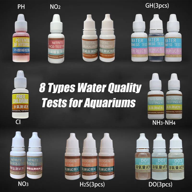 Aquarium Water Test Kits PH NH4 NO2 NO3 GH CI H2S DO Checker Test Agent Aquaculture Fish Tank Tools Accessories drop shipping