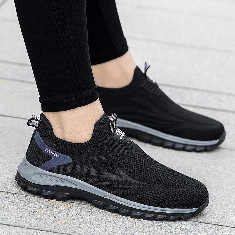 

Мужская прогулочная обувь, легкие дышащие повседневные кроссовки с сеткой, модные теннисные кроссовки без шнуровки, удобные кроссовки для тренировок в тренажерном зале