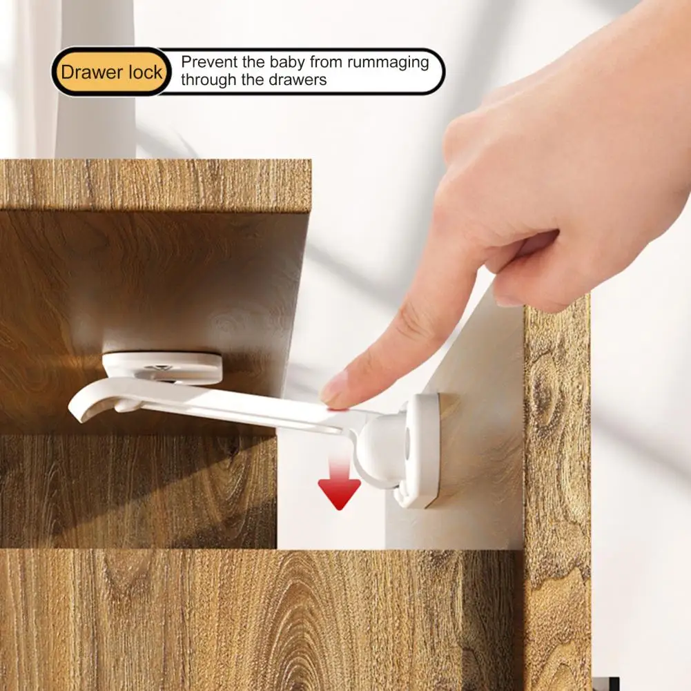 

10Pcs Child Safety Cabinet Lock Hidden Child Proof Cabinet Lock Long Locking Arm Adhesive Cabinets Drawers Proofing Locks 90%
