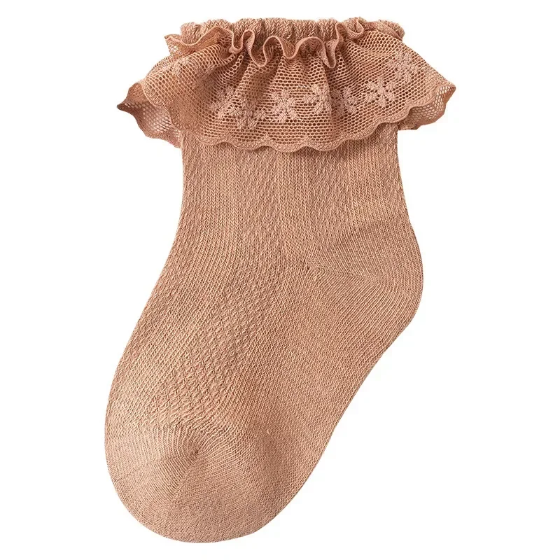 Chaussette en dentelle pour bébé, simplicité coréenne, couleur unie, à volants, en coton, maille fine, respirante, accessoires de vêtements pour enfants