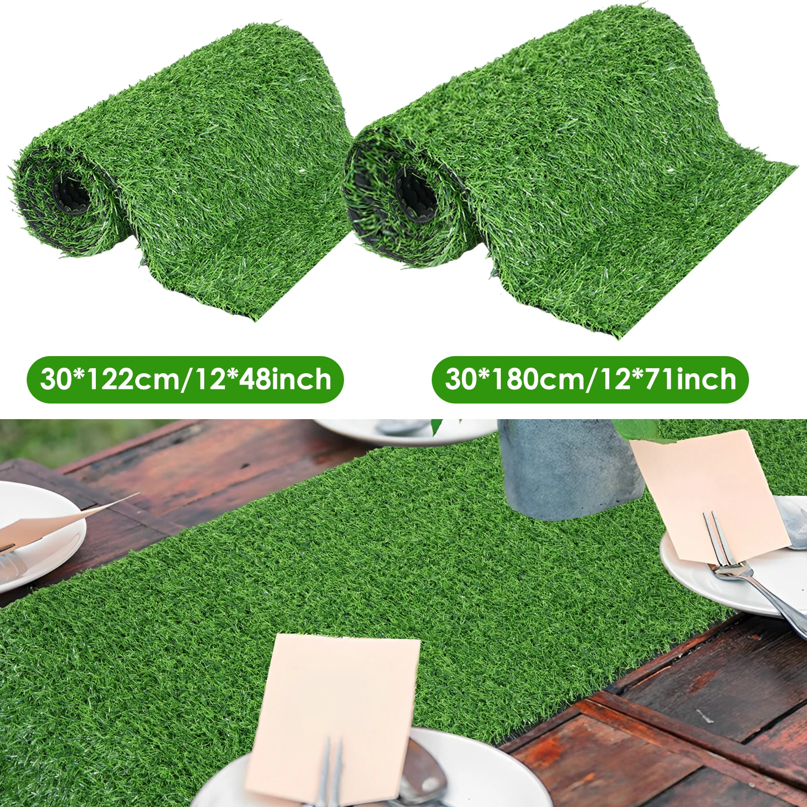 Artificial Grass Table Runner Soft Faux Cloth DIY Tabletop Decoration Anti-Shedding Anti Slip Green Lawn Mat Natural False Rug