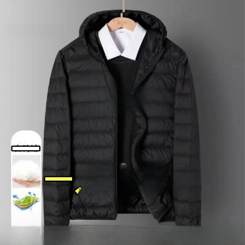

Мужская легкая стеганая хлопковая куртка на осень-зиму, облегающая повседневная теплая хлопковая куртка с капюшоном большого размера, верхняя одежда