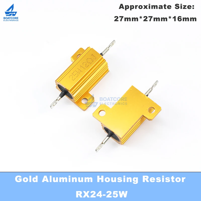 1PC RX24 25W Aluminum Power Wirewound Resistor Metal Shell Case 0.01-30K 0.1 0.5 1 2 3 5 6 8 10 100 150 200 300 500 1K Ohm