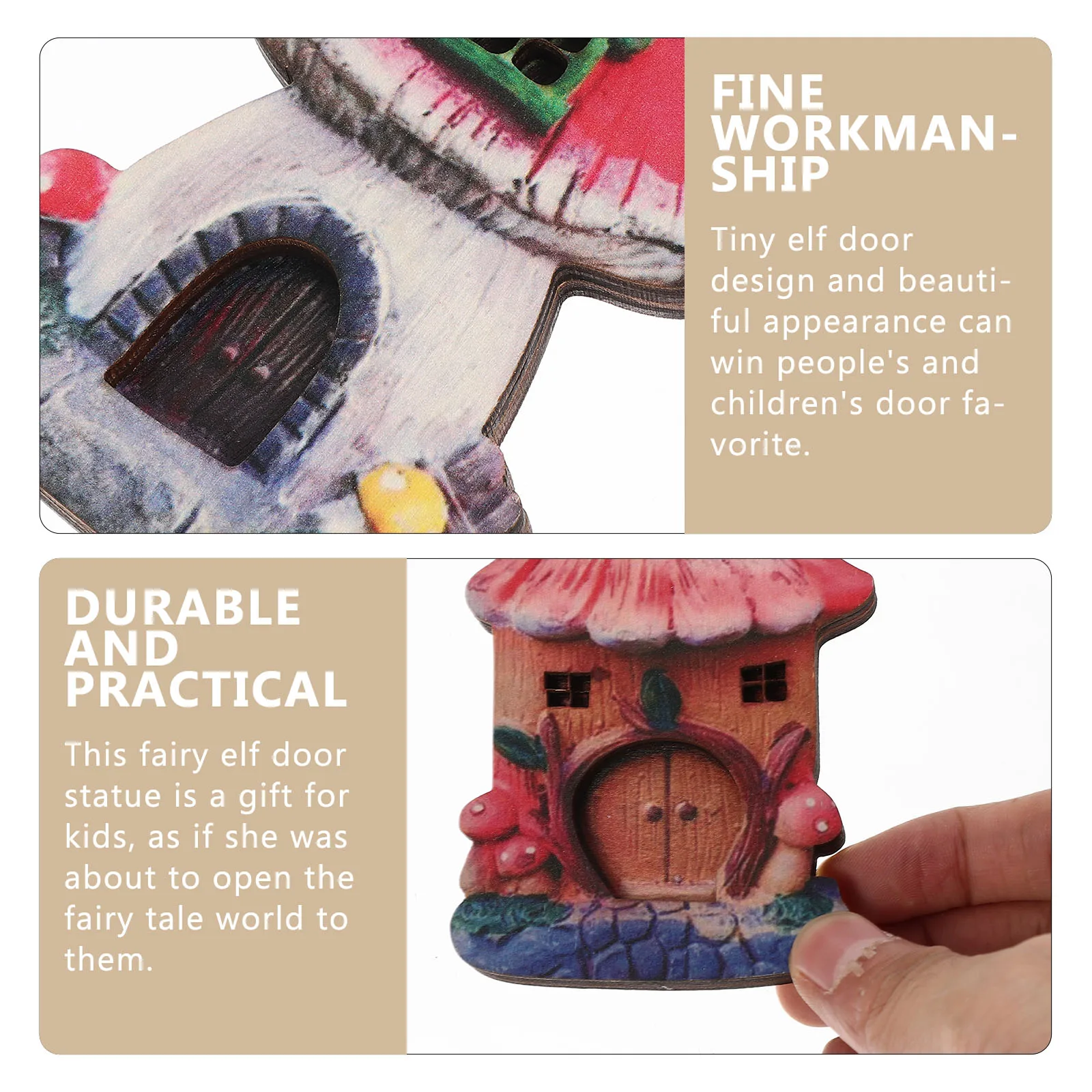 

3Pcs Beautiful Garden Tree Decorations Wood Fairy Door Design Lively Outdoor Yard Adornment Miniature Statues