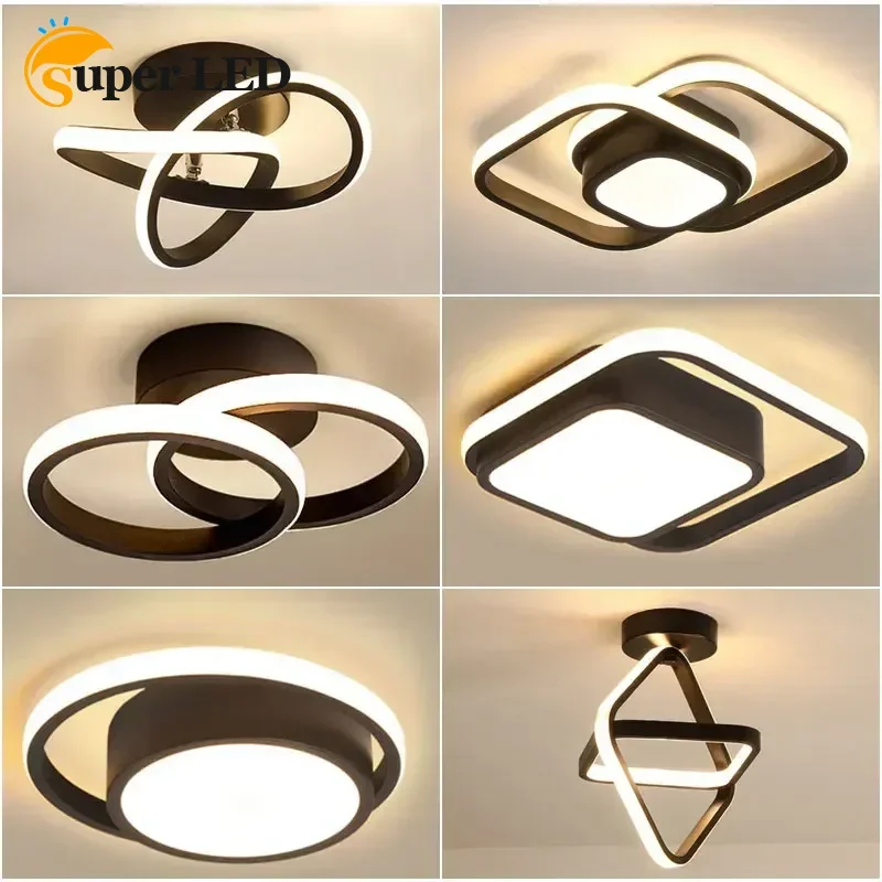 

Nordic Round/Square Black/White Interior LED Ceiling Lamp Modern Home Decor LED Ceiling Lights for Corridor Balcony AC85-265V