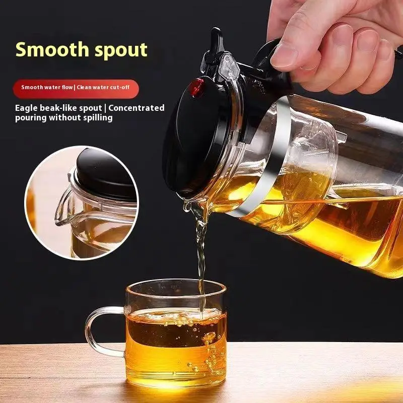 

750ML Borosilicate Glass Teapot with Filter - Floating Lid Design for Perfect Brewing, Ideal Home/Office Tea Gift Set