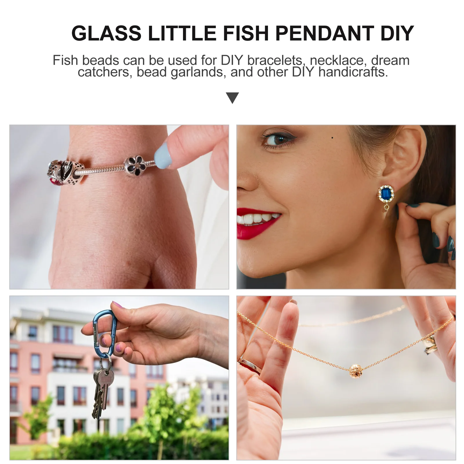 120Pcs Glass Fish Beads Fish Shape Loose Beads for DIY Jewelry Making Bracelet Necklace Craft Supplies Bracelet Making Supplies