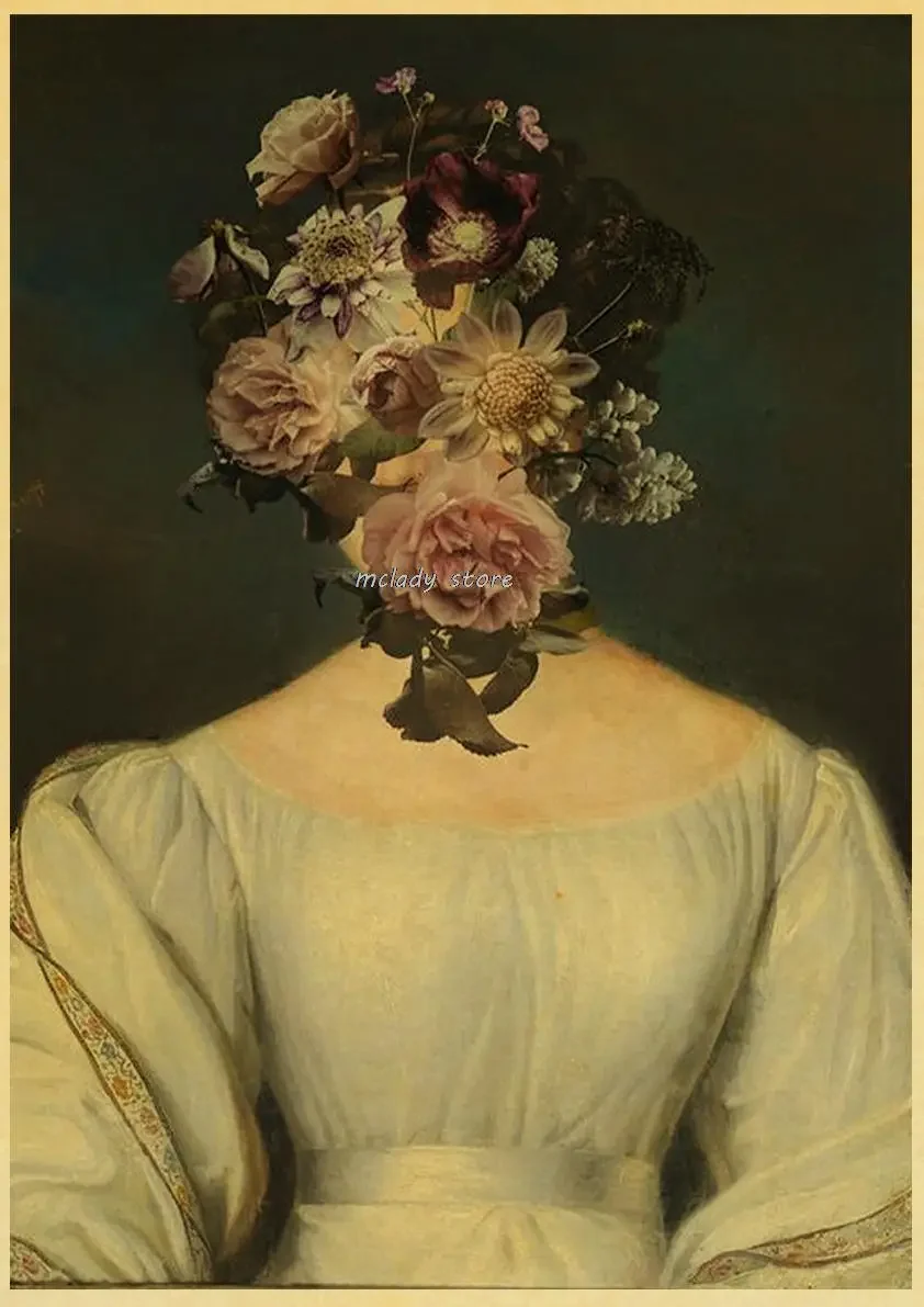 Retro Altered Vintage Portrait Eclectic Print Maximal Art Posters Kraft Painting Wall Surreal Poster Home Bar Wall Decor