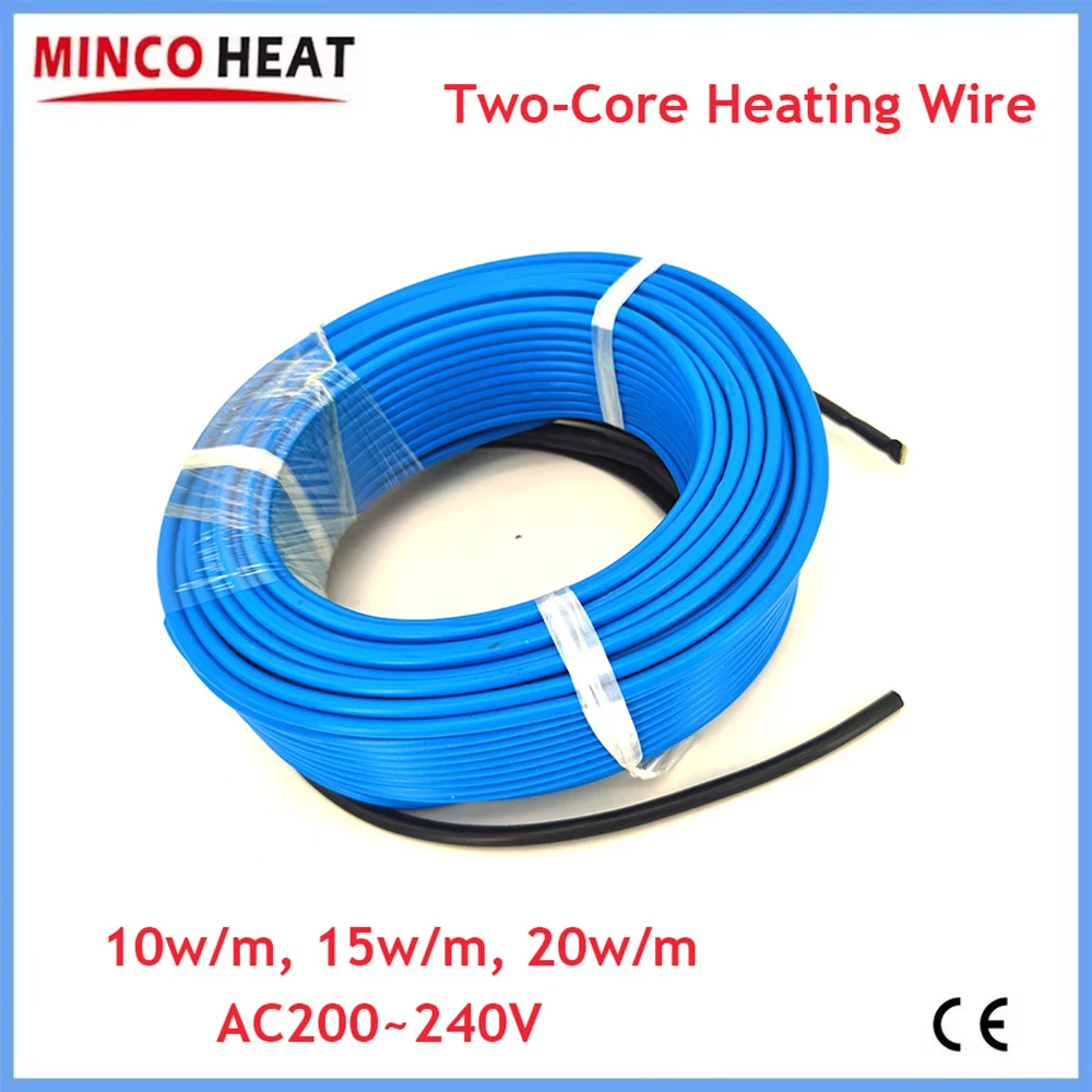 MINCO HEAT MK 10~20w/m Heating Cable 5~150m/lot Max 50~80C Electric Wire for Floor Heating Roof Driveway Snow Melting