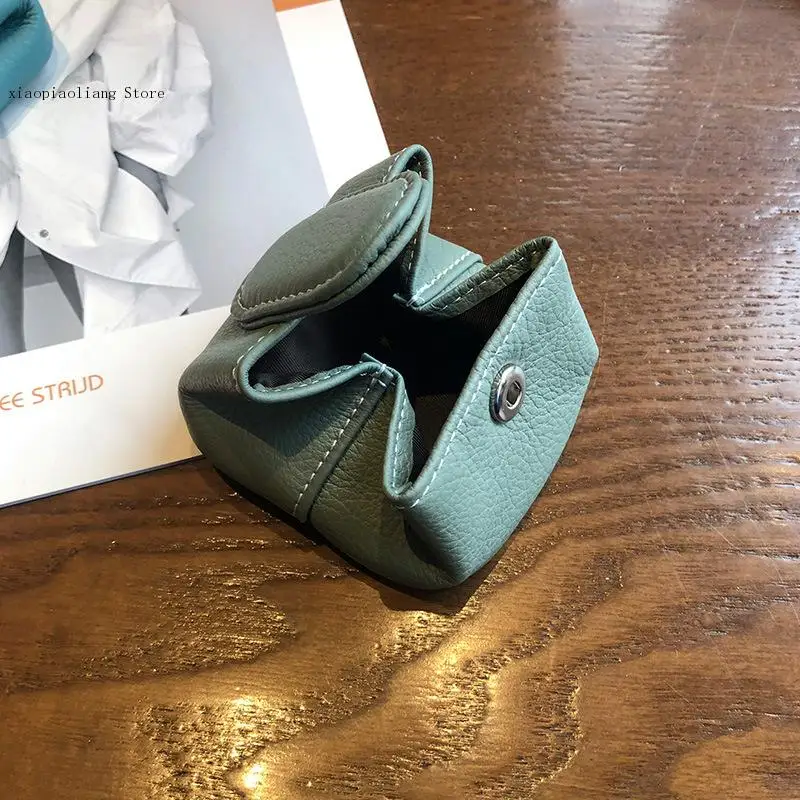 Coin Purse Women\'s Buckle First Layer Cowhide Coin Purse High Quality Leather Material Key Case Portable Small Bag