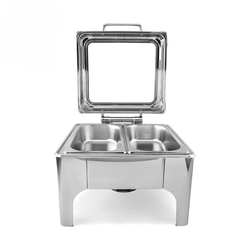 Stainless steel premium hydraulic hot pot set with large glass cover buffet stove food warmer