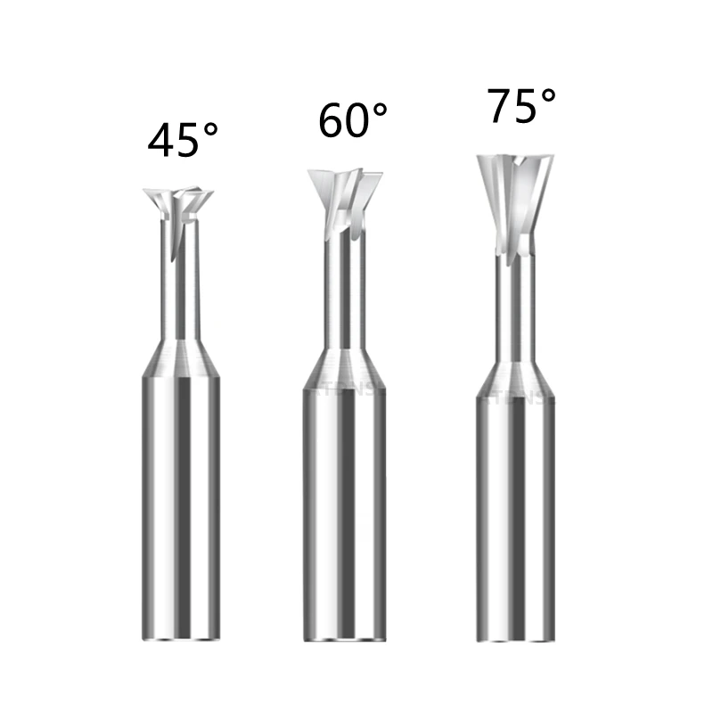 

For Aluminum Dovetail Milling Cutter 45 60 75 Degree 1mm-20mm CNC T-slot Milling Tool Tungsten Steel Chamfer End Mill Deburring