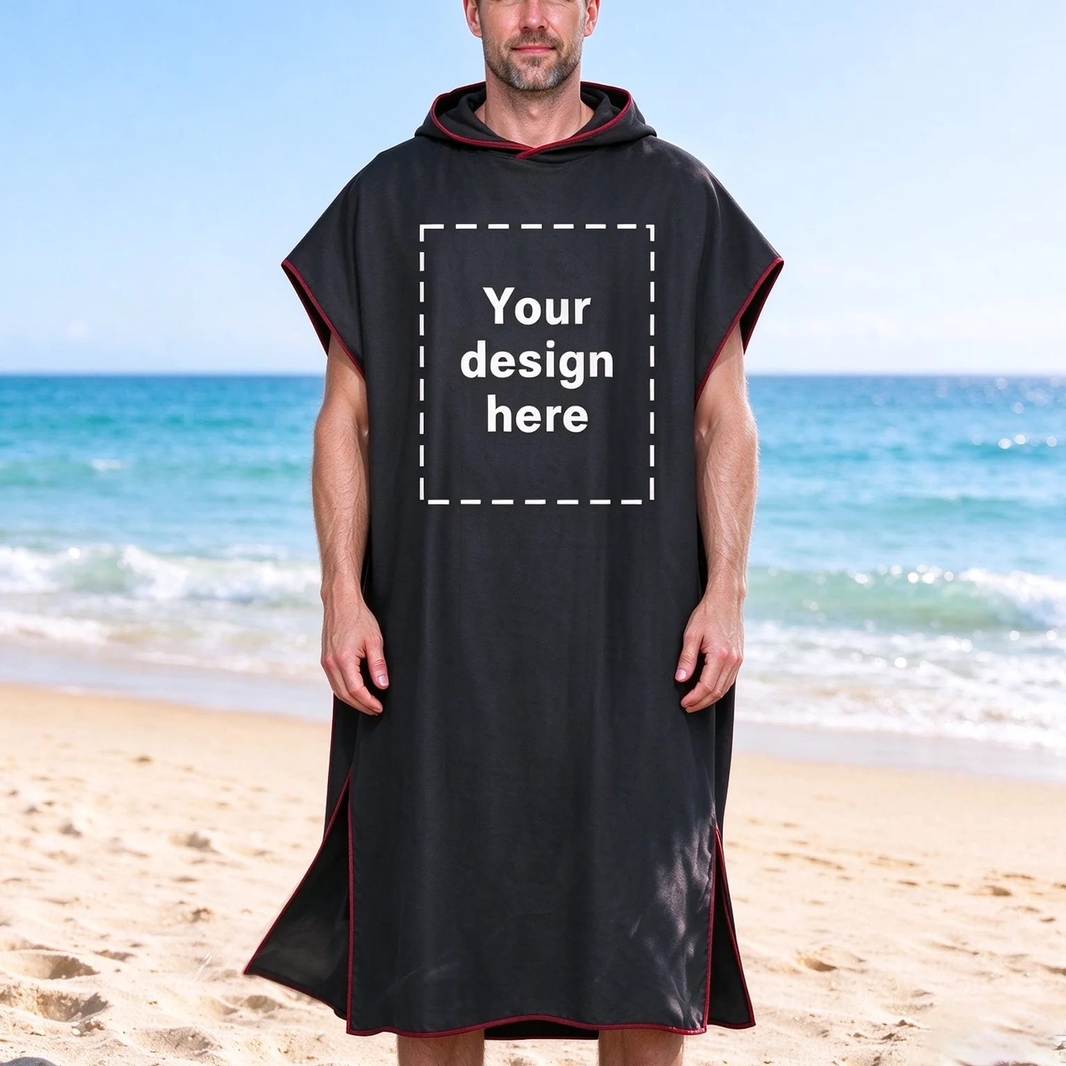 Custom Quick Dry Changing Robe Personalized Hooded Bathrobe Absorbent Bath Towel Swimming Fitness Surf Beach Cover Up