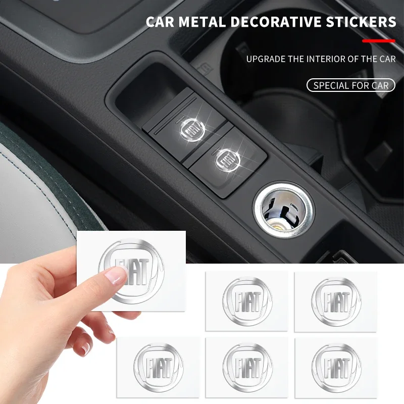 3D Car Styling Metal Sticker Interior Decorative Decals for Fiat Punto Abarth 500 Stilo Ducato Palio Bravo Doblo Car Accessories