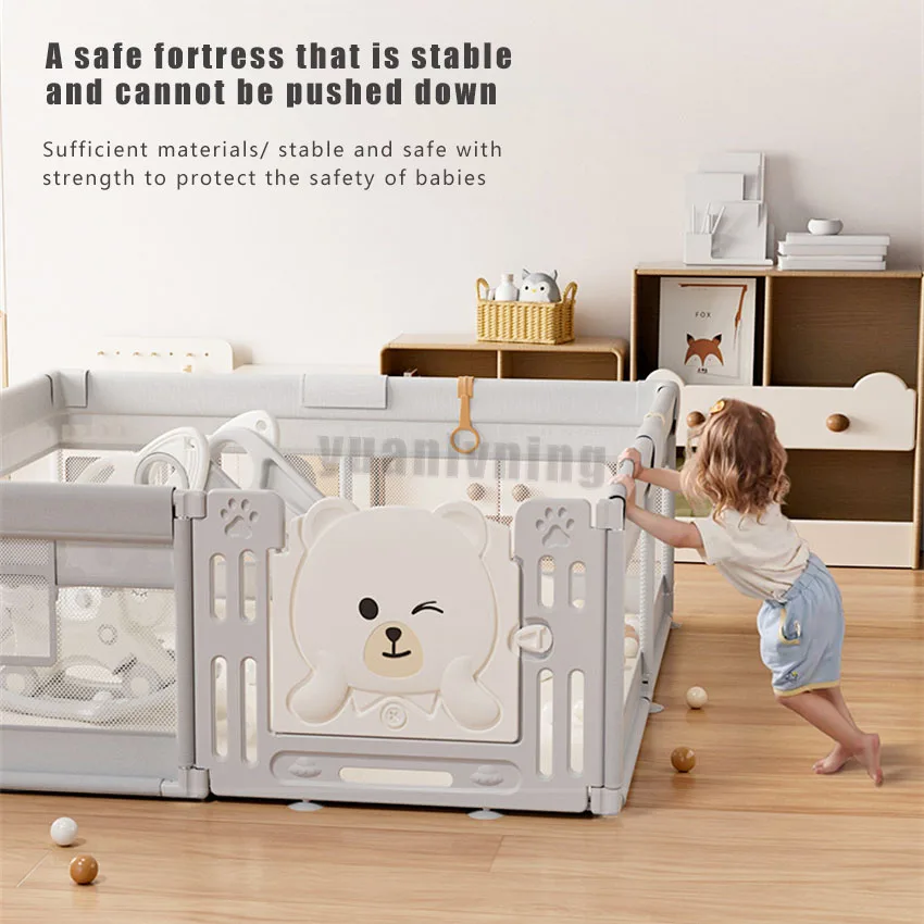 Atualizado Play Pen para crianças, Baby Safe Fence, Ball Pit, Play Pen for Baby, Playground com ventosas fortes