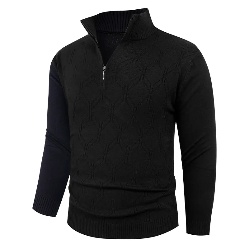 

Men's Faionable Knitted Sweater f Zipper Casual All-Match Large Size Comfortable Warmth Pure Color Spring Autumn