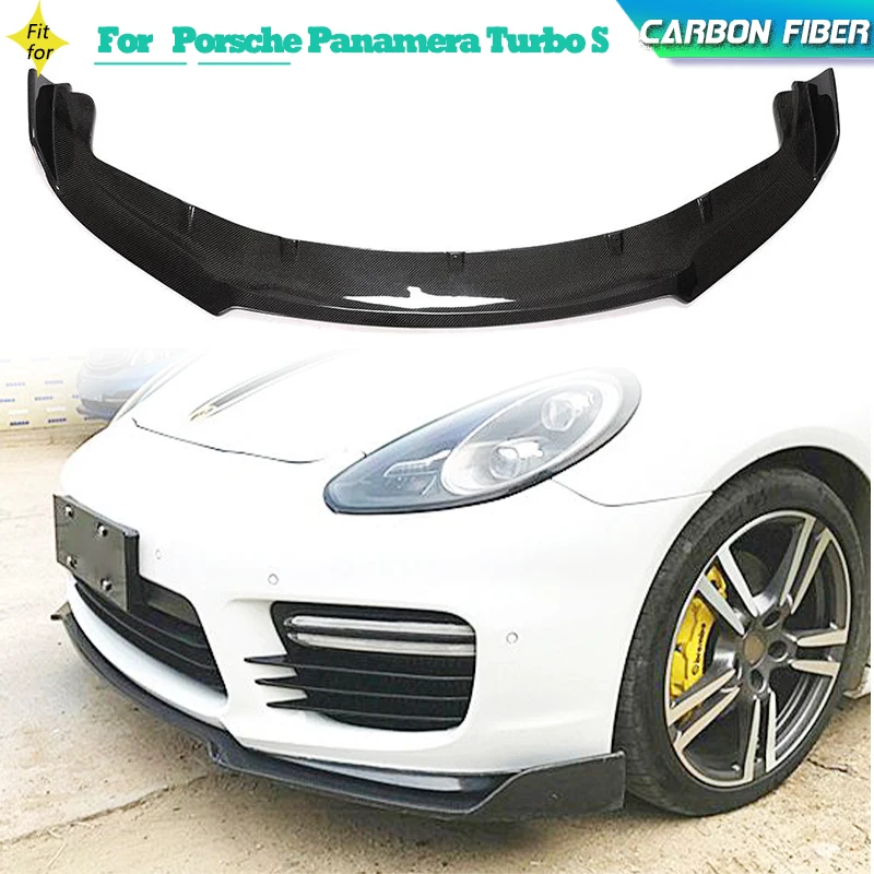 Carbon Fiber Car Front Bumper Lip Spoiler for Porsche Panamera GTS Turbo S 4-Door 2014-2016 Front Lip Chin Apron Guard Body Kit