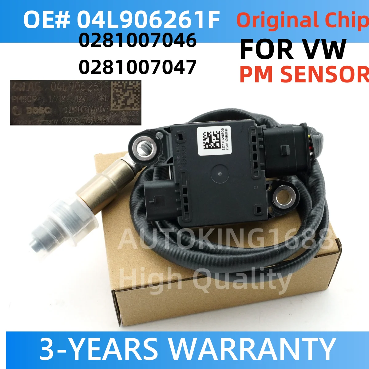 PM Sensor for VW 04L906261F 0281007046 0281007047 Particulate Matter Sensor PM Sensor for VW Transporter Campmob Golf 2016-2019