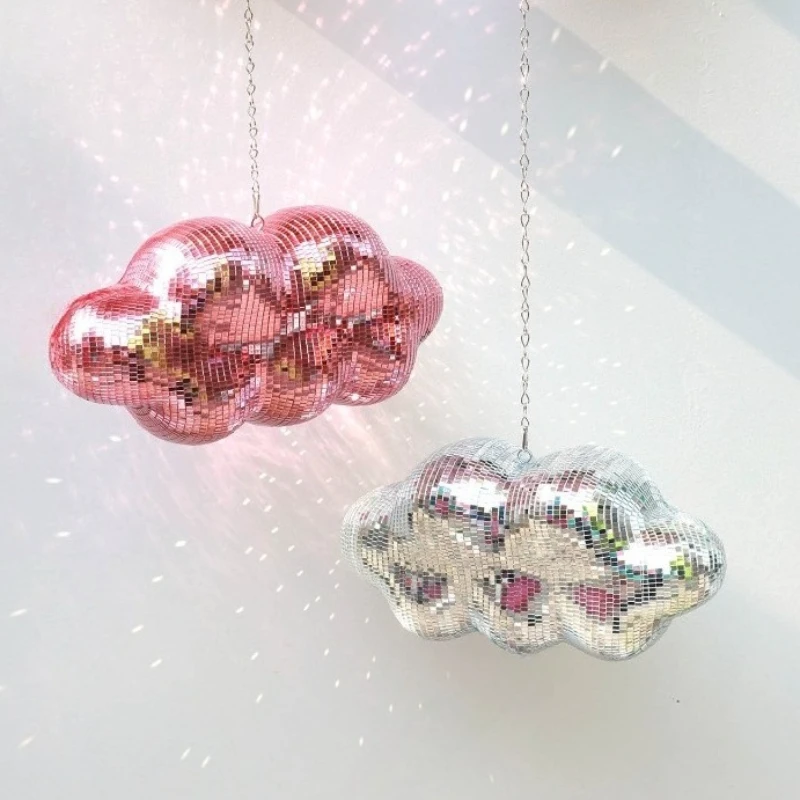 Hanging Disco Ball Cloud Ornament Creative Disco Glass Mirror Decor Bar Party Flash Ornaments Home Party Supplies Home Decor