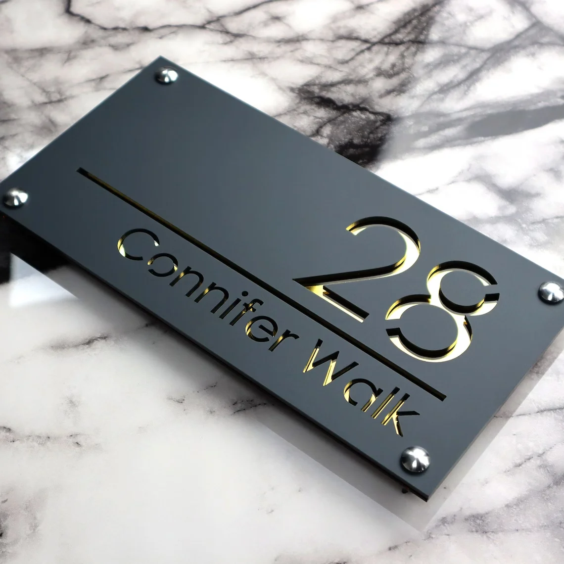 Personalized Laser Cutting House Number Customized Residential Street Number Plate Modern Home Outdoor 3D Acrylic Plate