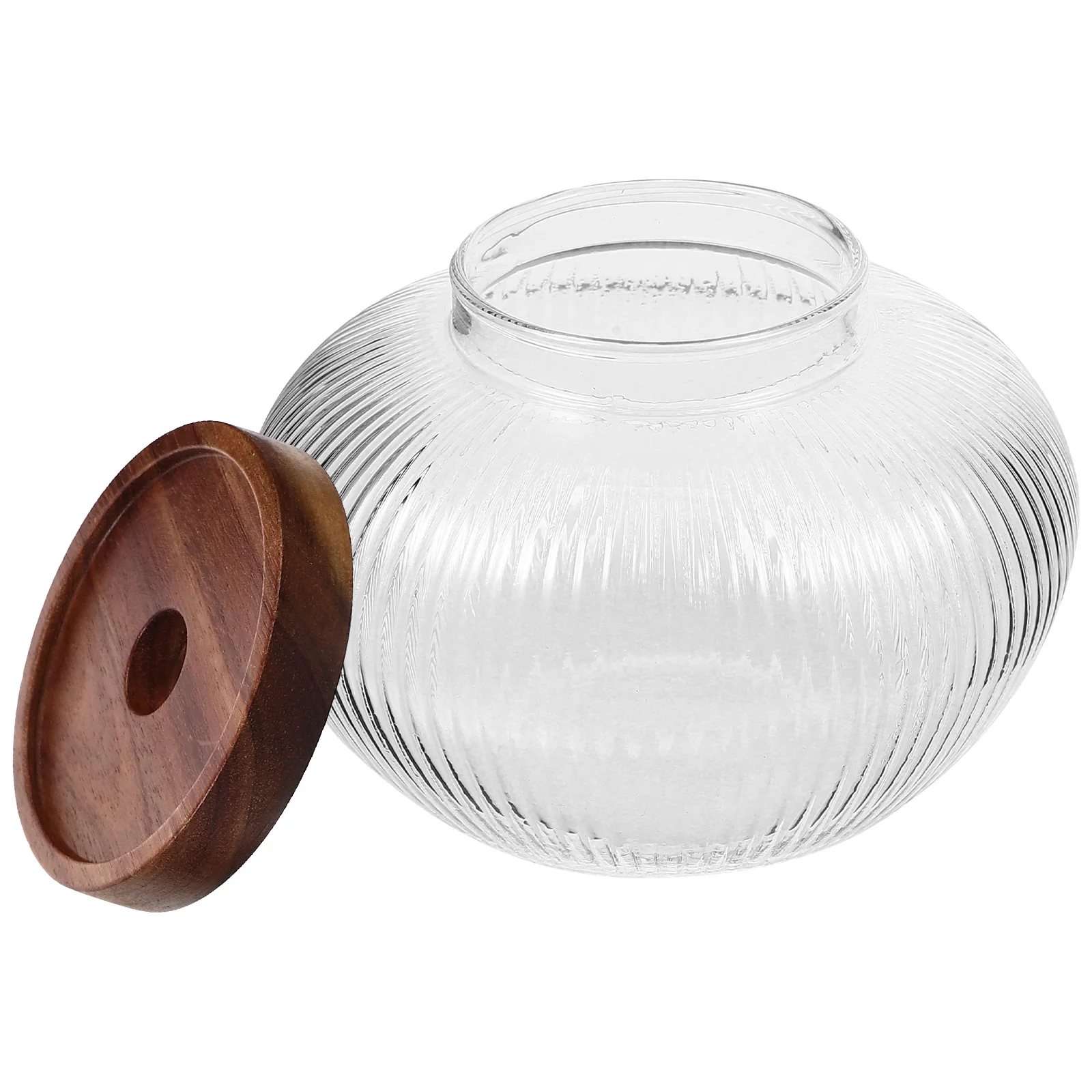 

Glass Storage Jars Airtight Containers Wood Lid Transparent Candy Snack Tea Grain Practical Home Decor