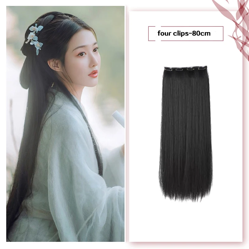 synthetic clip in hair extenstion chinese ancient costume cosplay hair for women long hair