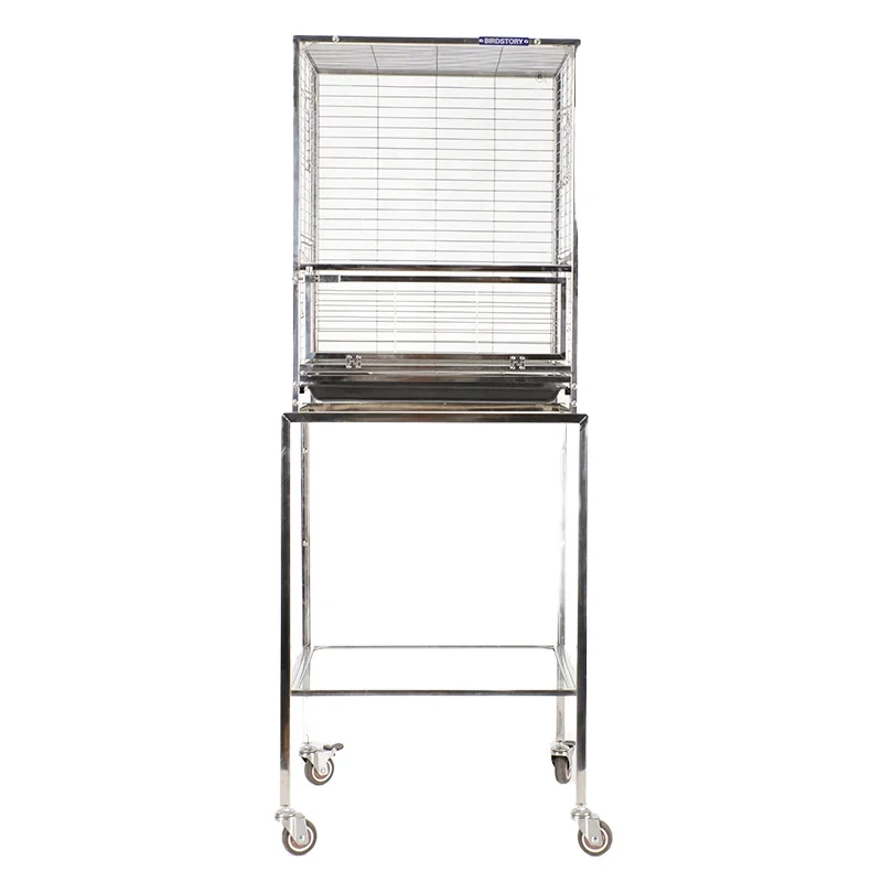 Stainless Steel Square Pet Bird Breeding Cage Solid Pattern Birdhouse for Racing Pigeon Parrot Breathable Durable Glass