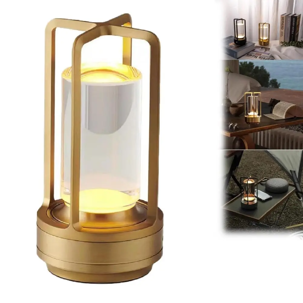 

SWEETHOME Cordless Table Lamp 3 Color Stepless Dimming Touch Rechargeable Crystal Lantern Lamp For Living Room Bedroom