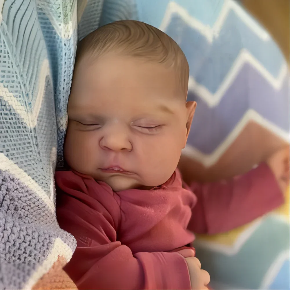 48 cm fertige wiedergeborene Puppe, schlafende Pfirsiche, weicher Körper, lebensechtes Baby mit 3D-Haut, mehrere Schichten Adern, Muñeca Bonecas Bebe Reborn
