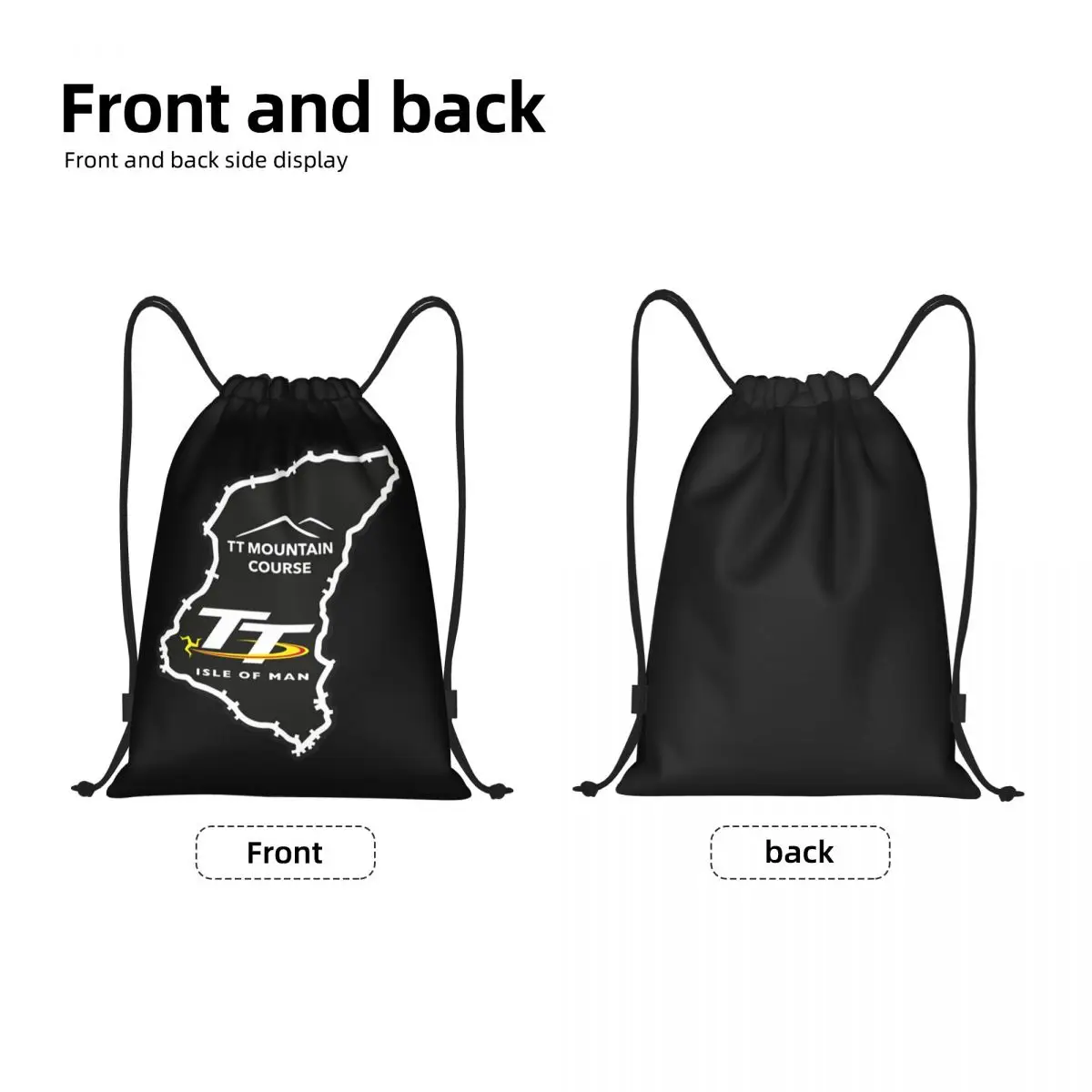 Isle Of Man TT Races Drawstring Backpack Sports Gym Bag for Men Women Motorcycle Sports Shopping Sackpack