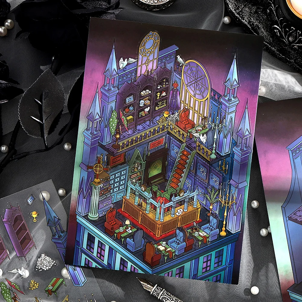 Kawaii 3D น่ารักการ์ตูน Midnight DJ สติกเกอร์ภูมิทัศน์หนังสือสติกเกอร์ DIY กระเป๋า Cabin ฉากเทศกาล HolidayChildren ของขวัญ ﻿