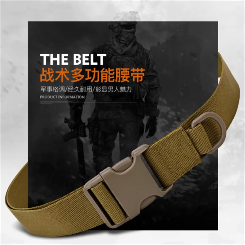 Army Style Combat Belts Quick Release Tactical Belt Fashion Black Men Canvas Military Waistband Outdoor Hunting Cycling 116.5cm