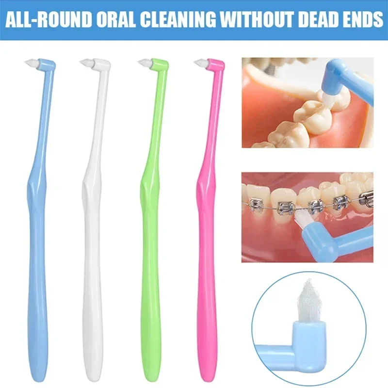 4pcs Orthodontic Single Head Interdental Brush Toothbrush Small Head Soft Hair Correction Teeth Braces Oral Care Dental Floss