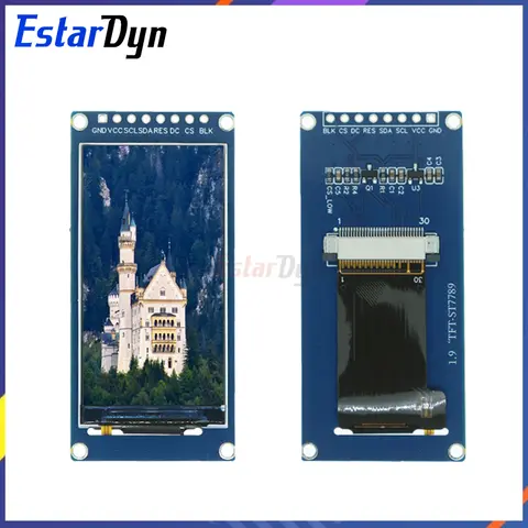 Estardyn 1.9 Inch IPS Full Angle TFT Display Screen LCD Screen Color Display Module SPI Serial Port High-definition 170x320