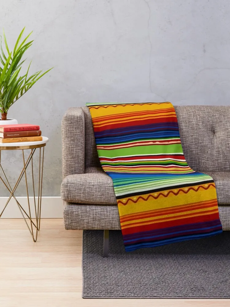 Deep blue and yellow poncho mexican serape blanket dopamine decor Throw Blanket Decorative Beds Sofa Quilt Beach Blankets