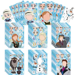 8Sheets Frozen Anime Stickers Make-a-Face Assemble Funny DIY Decal Assemble Jigsaw Children Girl Birthday Gift