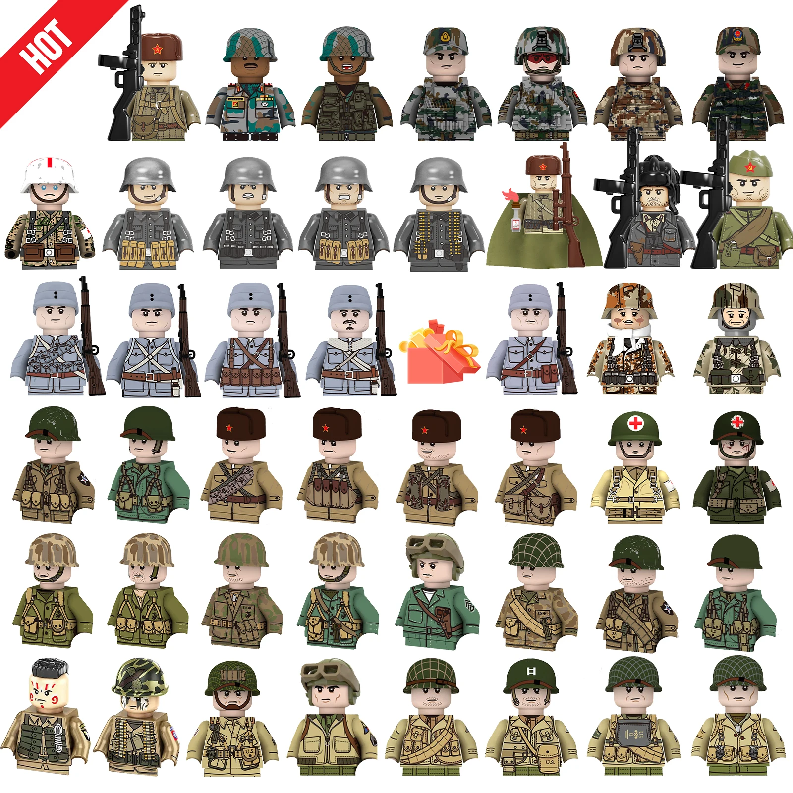 Moc Ww2-Mini figurine de l'armée militaire pour enfants, bl84de la force médicale allemande, mitrailleuses précieuses, blocs de jouets, cadeau pour garçons et filles, nouveau