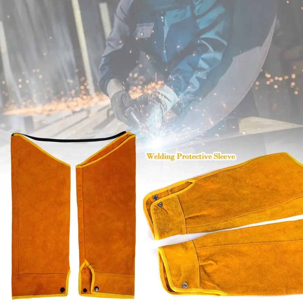 Thermal Insulation Cow Leather Welding Oversleeve Flame Resistant Safety Protection Working Sleeves Welding Protective Sleeve