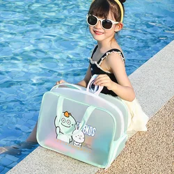 Swimming Bags for Child Transparent Waterproof Toiletry Storage Pouch for Girls Colorful Cosmetic Bag With Shoe Compartment