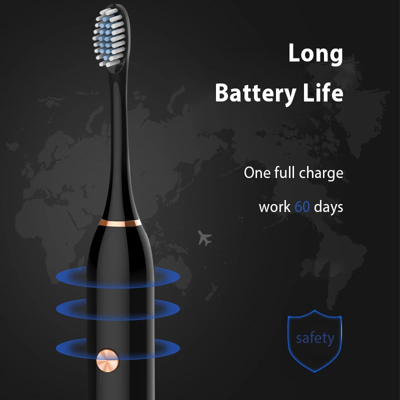 소닉 전기 스마트 칫솔 무선 USB 충전식 방수 강력한 초음파 자동 칫솔