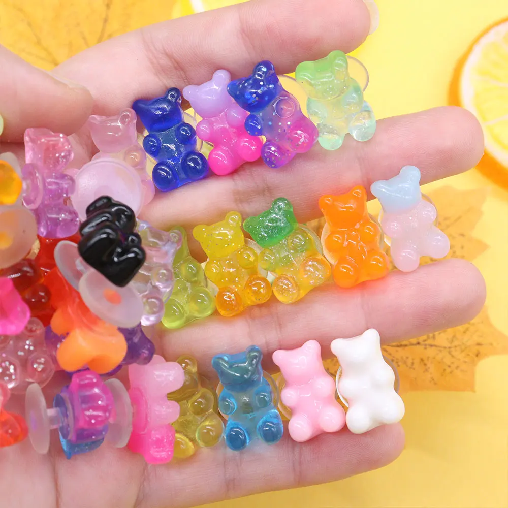 30 Stück Harzmischung Kristallbär schöne Schuhknopf Charms bunte Dekorationen passen Armband Kinder Party Geschenk – Detail 1