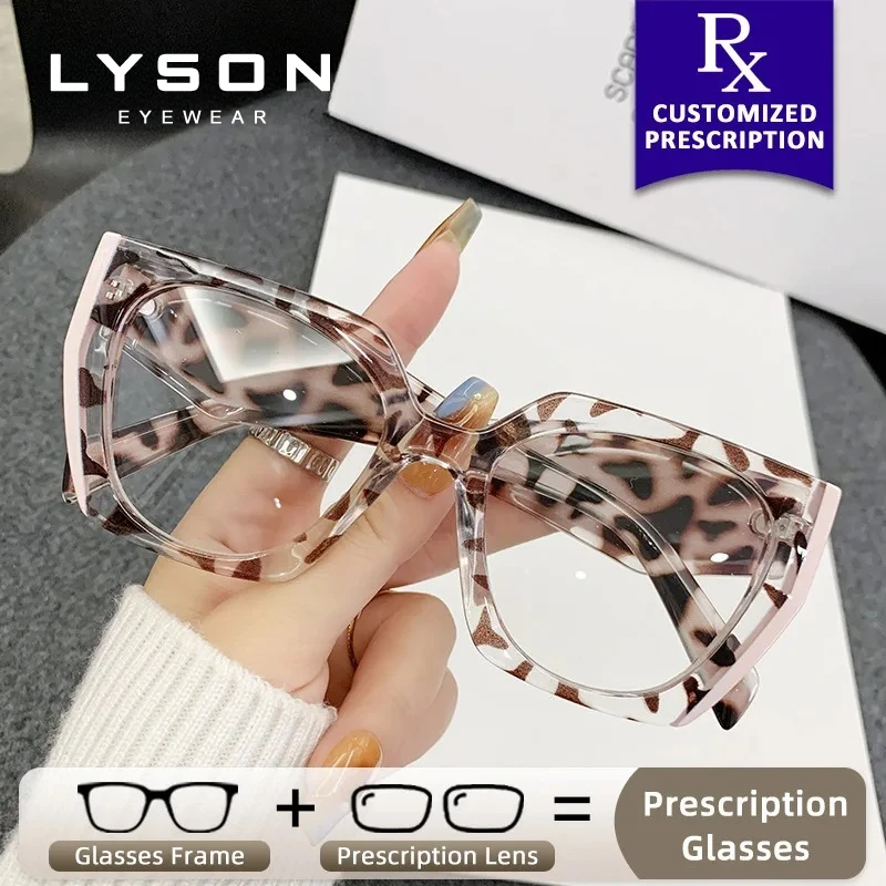 

LYSON Personalized Cat Eye Prescription Glasses Women Anti Blue Light Progressive Lens Customized Photochromic Myopia Glasses