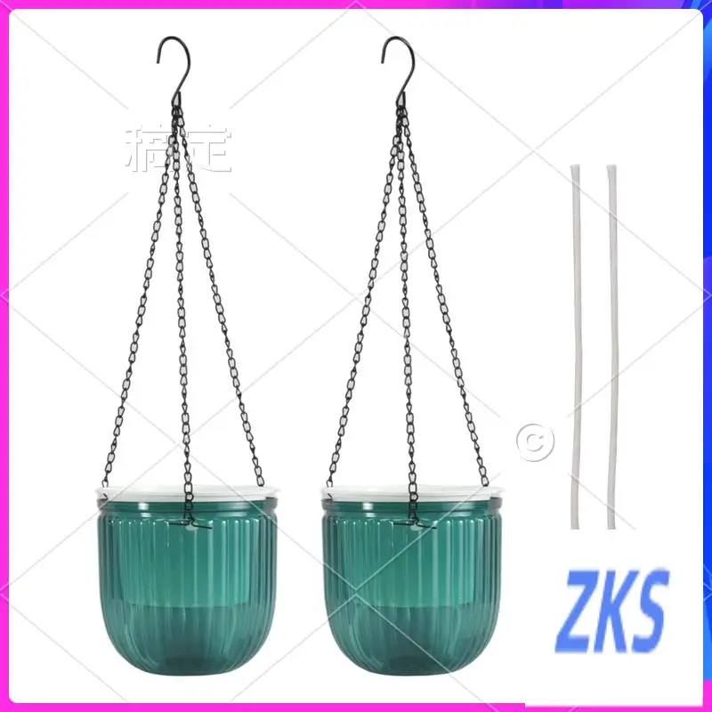 

ZZ-2 Pack Подвесные цветочные горшки Внутренние подвесные цветочные горшки 6,5-дюймовая уличная подвесная корзина для растений (изумрудный)