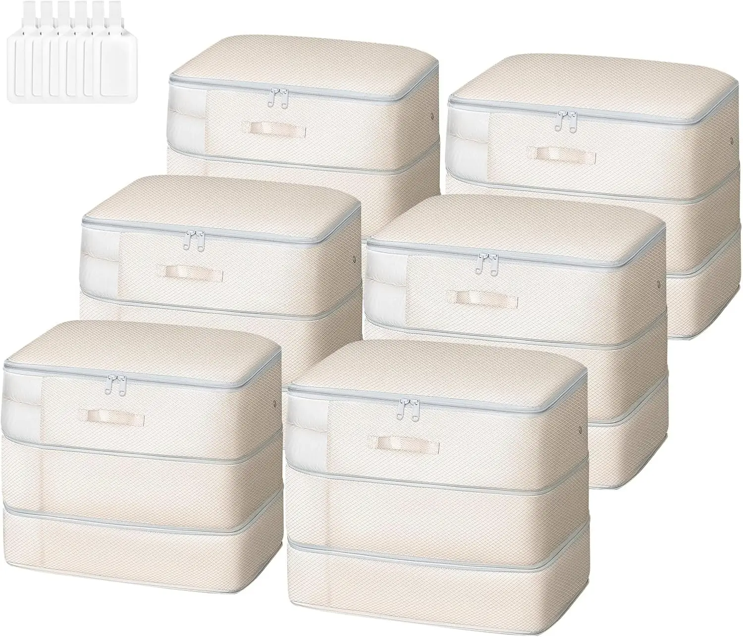 

110L Ultra Space Saving Self Compression Storage Bags 6 Pack for Duvet, Pillow, Bedding Organizer