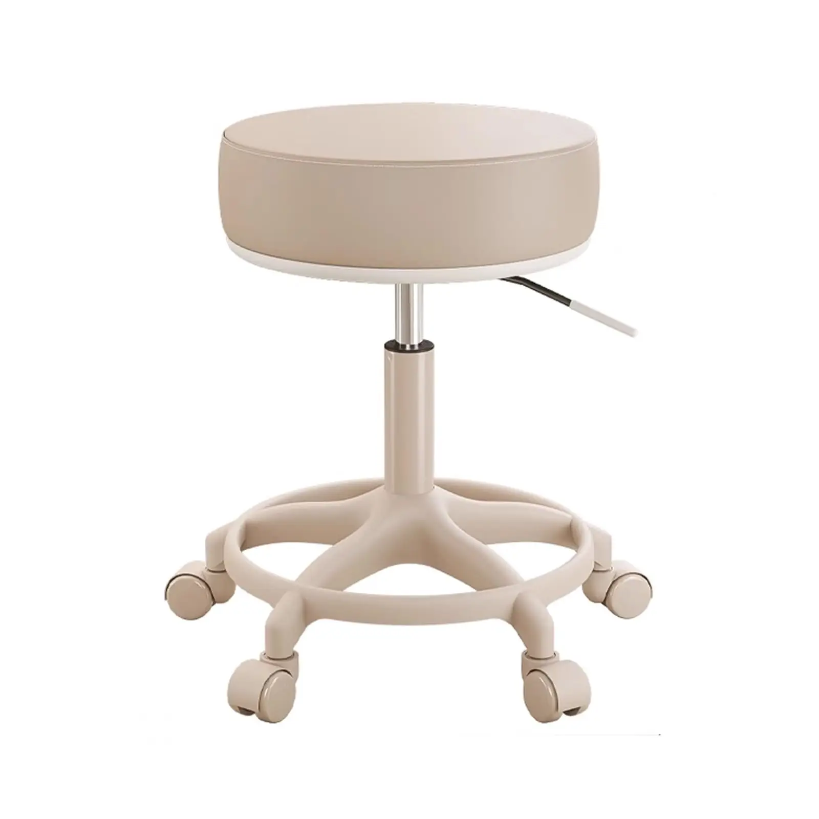Rolling Stools With Wheel&Footrests PU Leather Esthetician Chair Height-Adjustable Swivel Stools For Shop Guitar Lab Tattoo