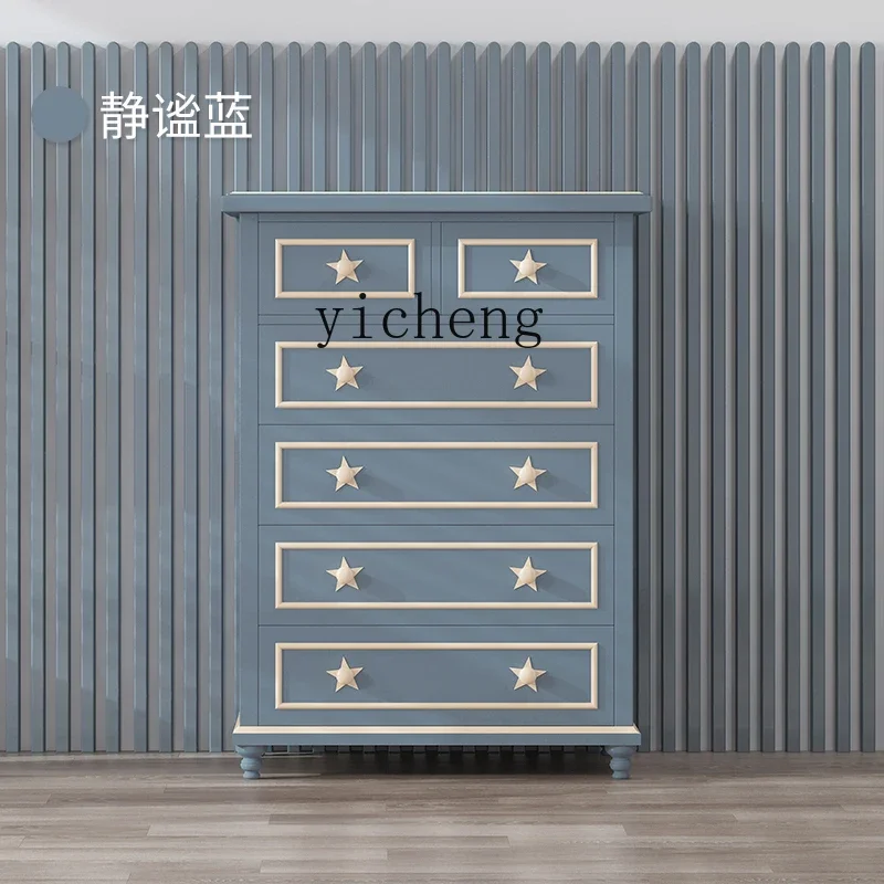 l2 American Solid Wood Drawer Storage Cabinet Children's Wardrobe Boys' Cabinet Locker Organizing Box