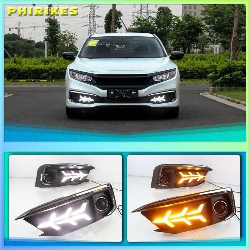 

For Honda Civic 2019 2020 LED Daytime Running Lights with Streamer Turn Signal Lamp for New Civic modification car styling