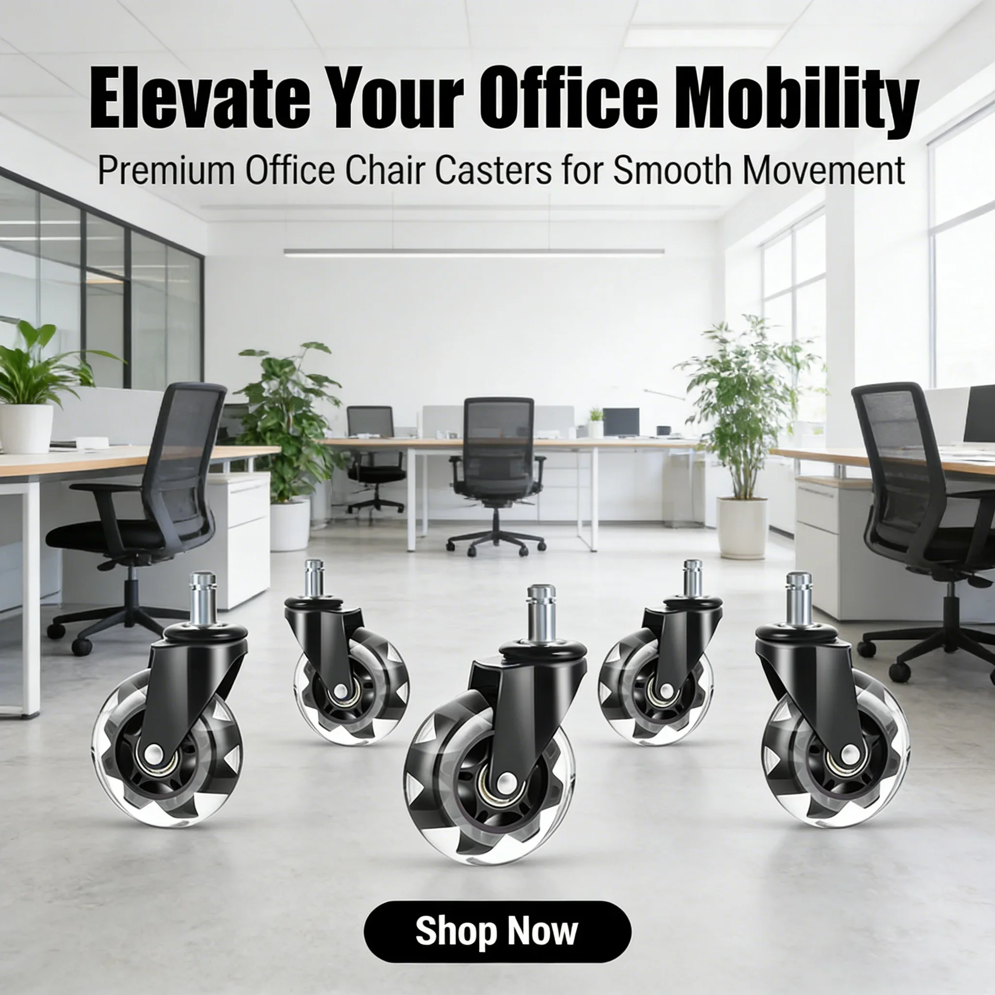 (5 Packs) 3 Inch M11 Office Chair Wheels Heavy Duty Caster Wheels Quick & Quiet Rolling Chair Casters for Desk Chair Replacement